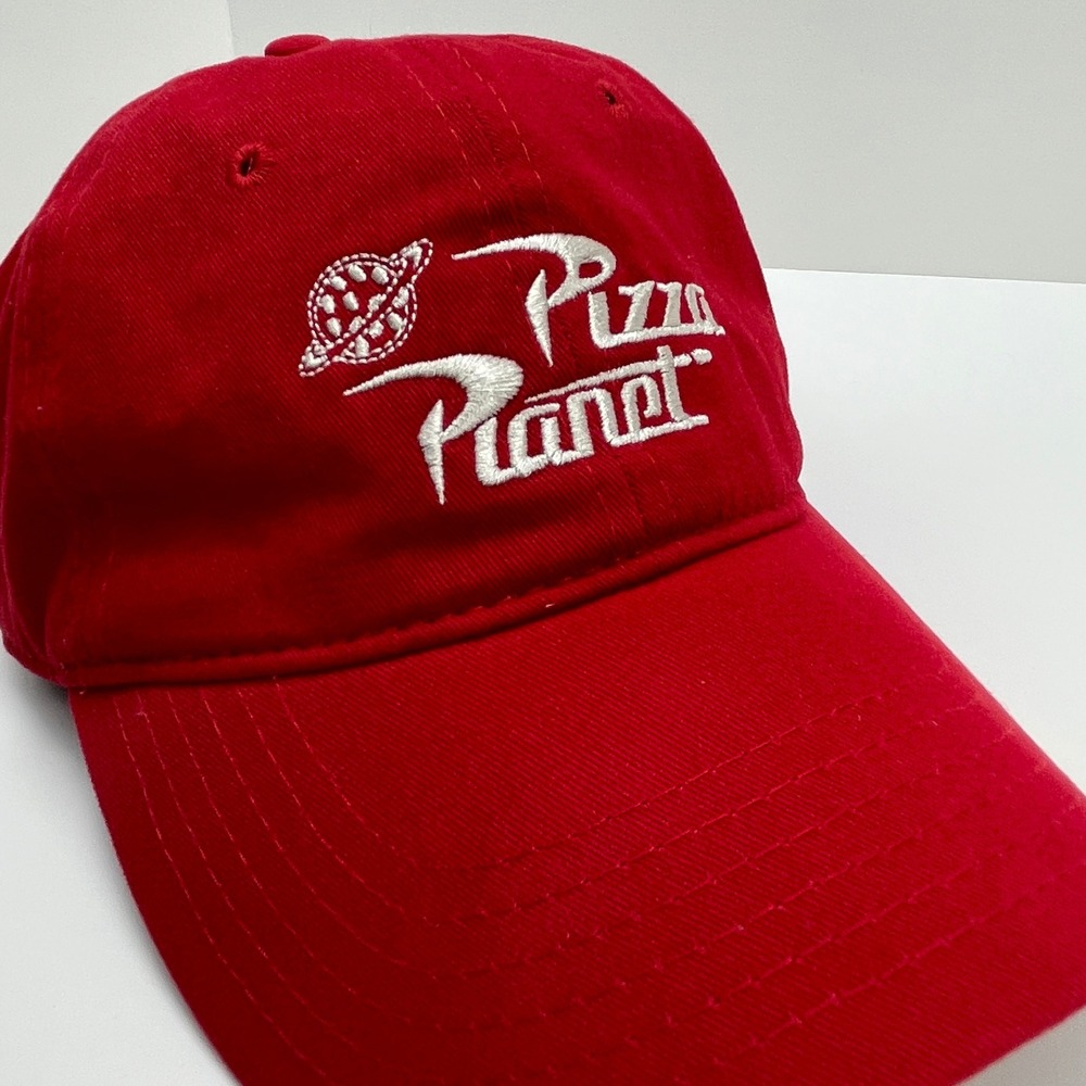 Disney Pixar Toy Story Pizza Planet Hat Red Adjustable Baseball Cap One Size EUC